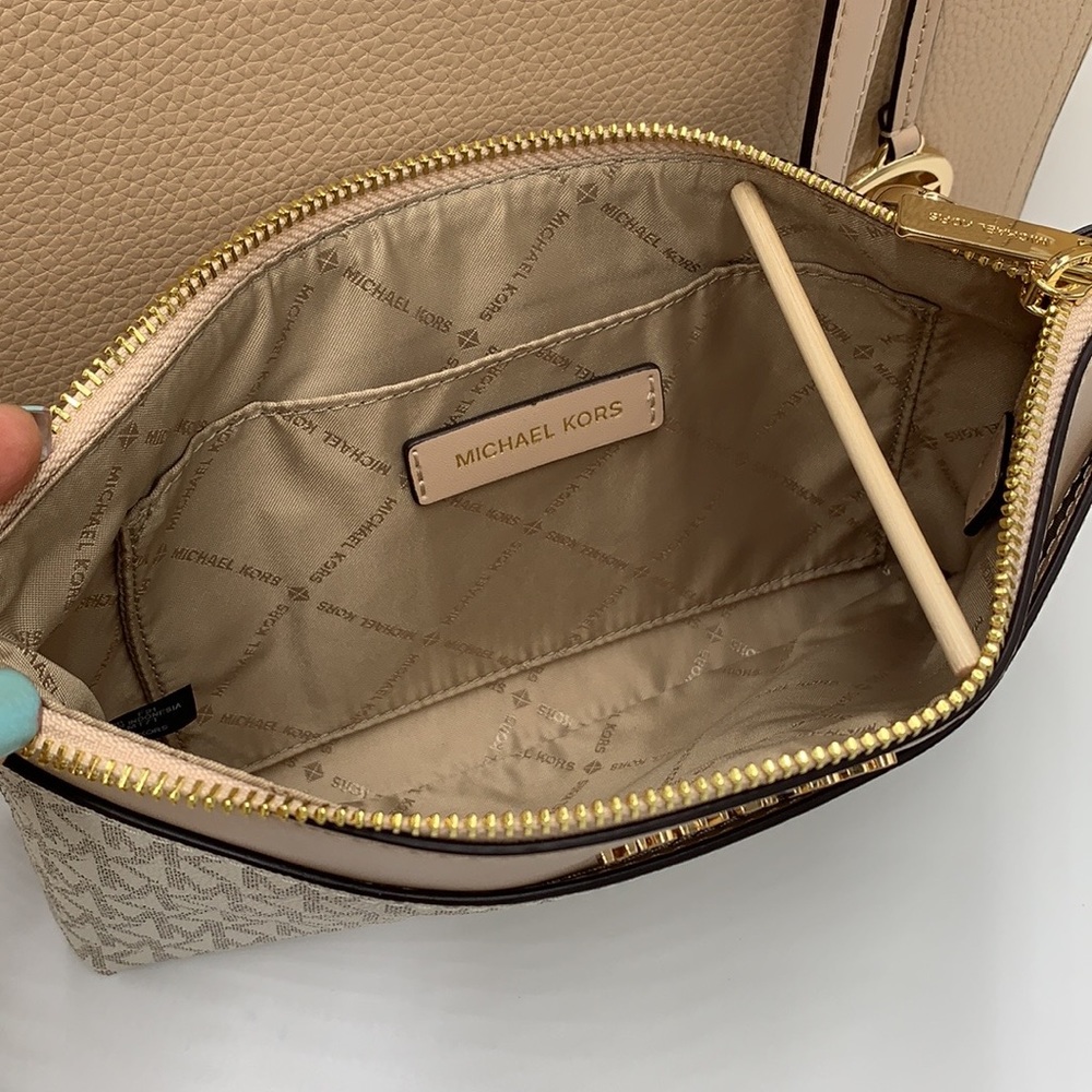 Michael Kors Maisie Large Pebbled Leather 3-in-1 Tote Bag Buff Signature Multi - Picture 11 of 16